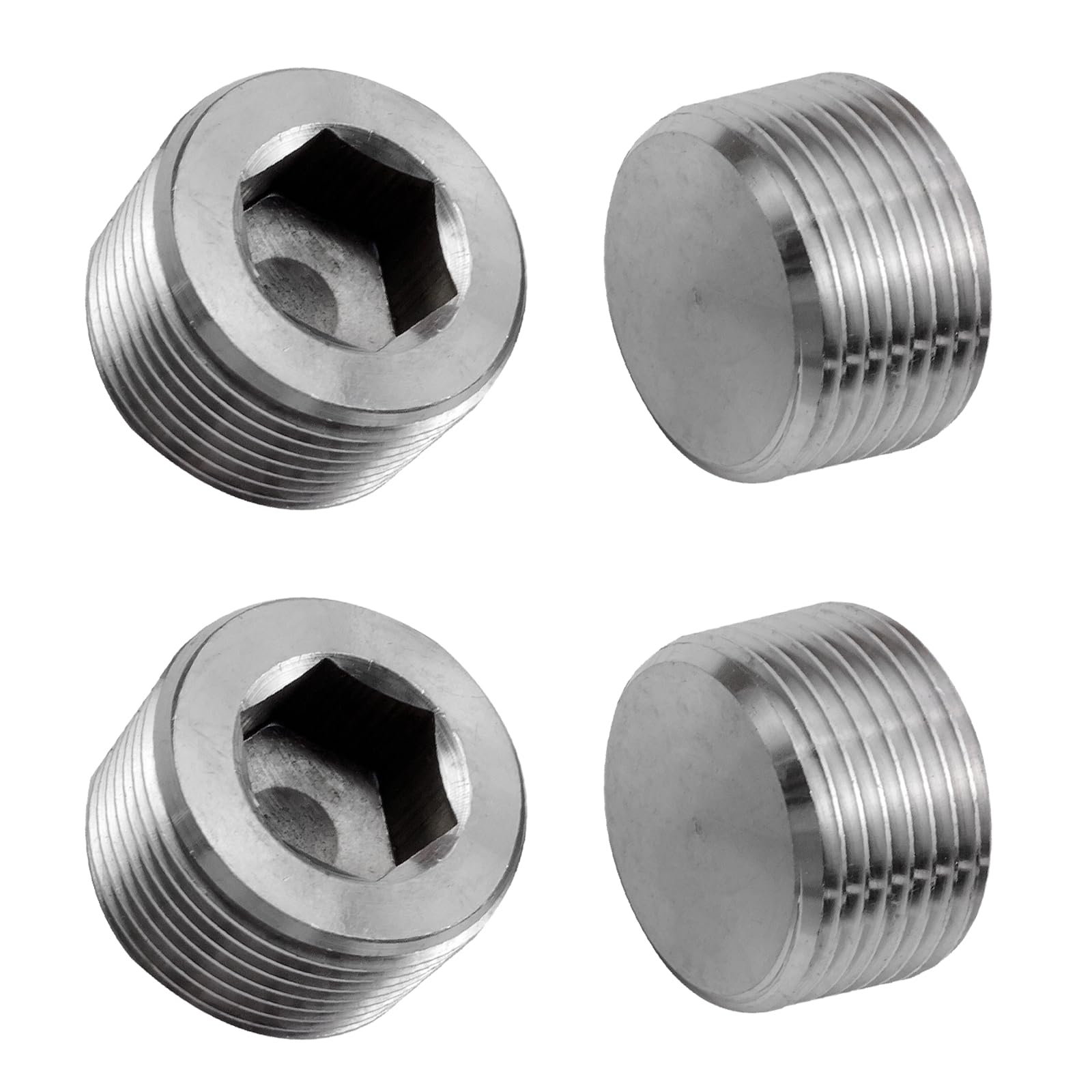 Forcitory 304 Stainless Steel 3/4" NPT Countersunk Internal Hex Thread Socket Pipe Plug Male Thread Fitting 4 Pack (3/4" NPT 4)
