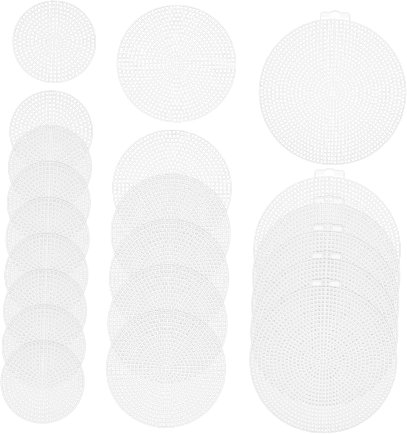Gadpiparty 30PCS Round Plastic Canvas Sheets for Cross Stitch DIY Crafts and Yarn Projects Portable Multi-Function Mesh for Embroidery and Knitting