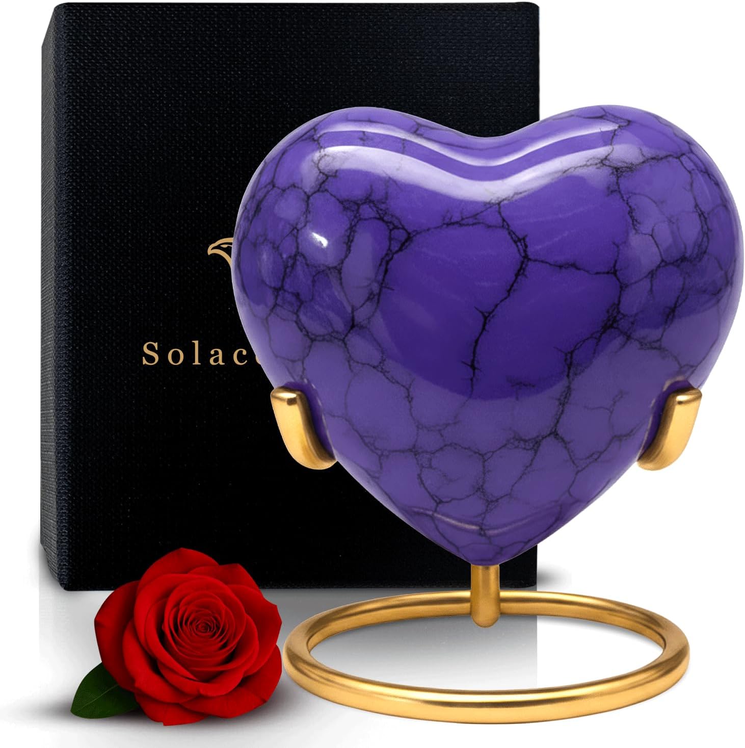 Small Urns for Human Ashes Keepsake – Heart Urn – Mini Urns with Stand & Box – A Loving Heart Shaped Cremation Urn to Honor Their Memory Forever (Purple, Small)