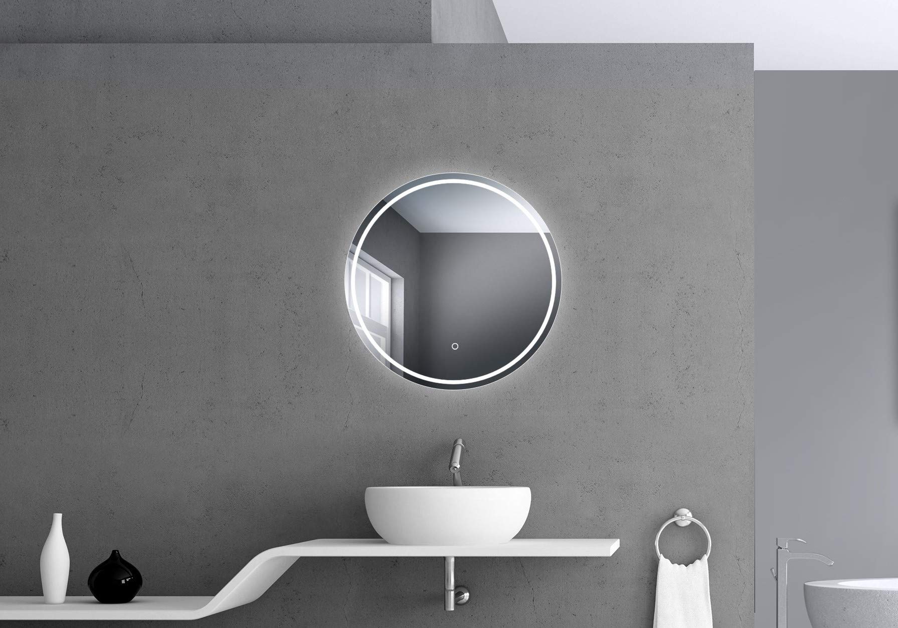 Miroir de salle de bain LED 60 cm blanc pour routine beauté matin