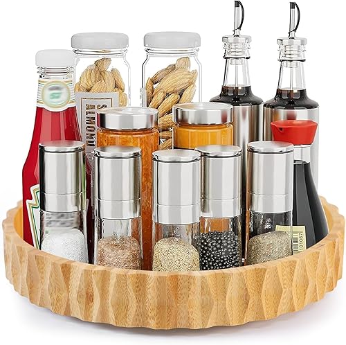 Lazy Susan de 12 pulgadas, Lazy Susan para mesa de comedor, Bamboo Lazy Susan, encimera de cocina giratoria de 360, Susan perezosa de madera para