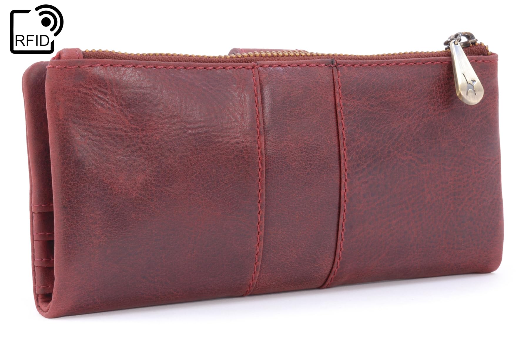 Catwalk Collection Handbags - Grande Portafoglio Donna in Pelle - Portamonete Per Smartphone e 14 Carte di Credito - RFID Protezione - Fiona - Rosso