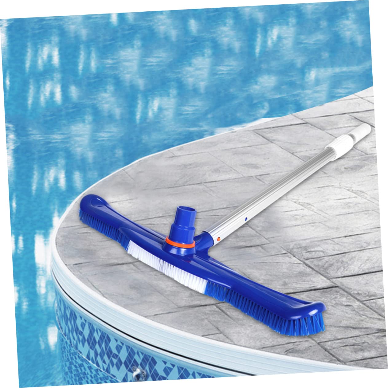 Brosse de Piscine 20 Pouces en Plastique, Robuste, Bleu | Vacances, Brosse de Nettoyage à Poils en Plastique, Accessoire Piscine pour Fond et Parois