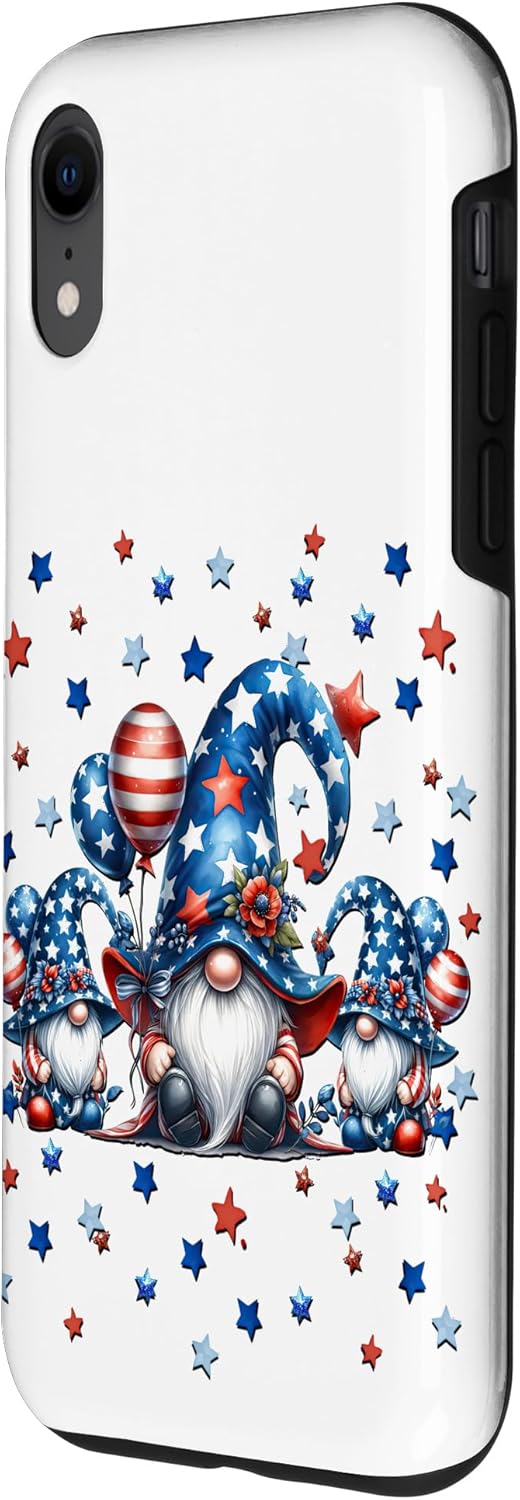 Patriotic Gnomes For Women Men Kids July 4th Memorial Day Case for iPhone XR