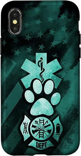 Miniatura 7 de Funda americana para iPhone 13 EMT EMS Firefighter Dog Paw Turquoise Fire Rescue