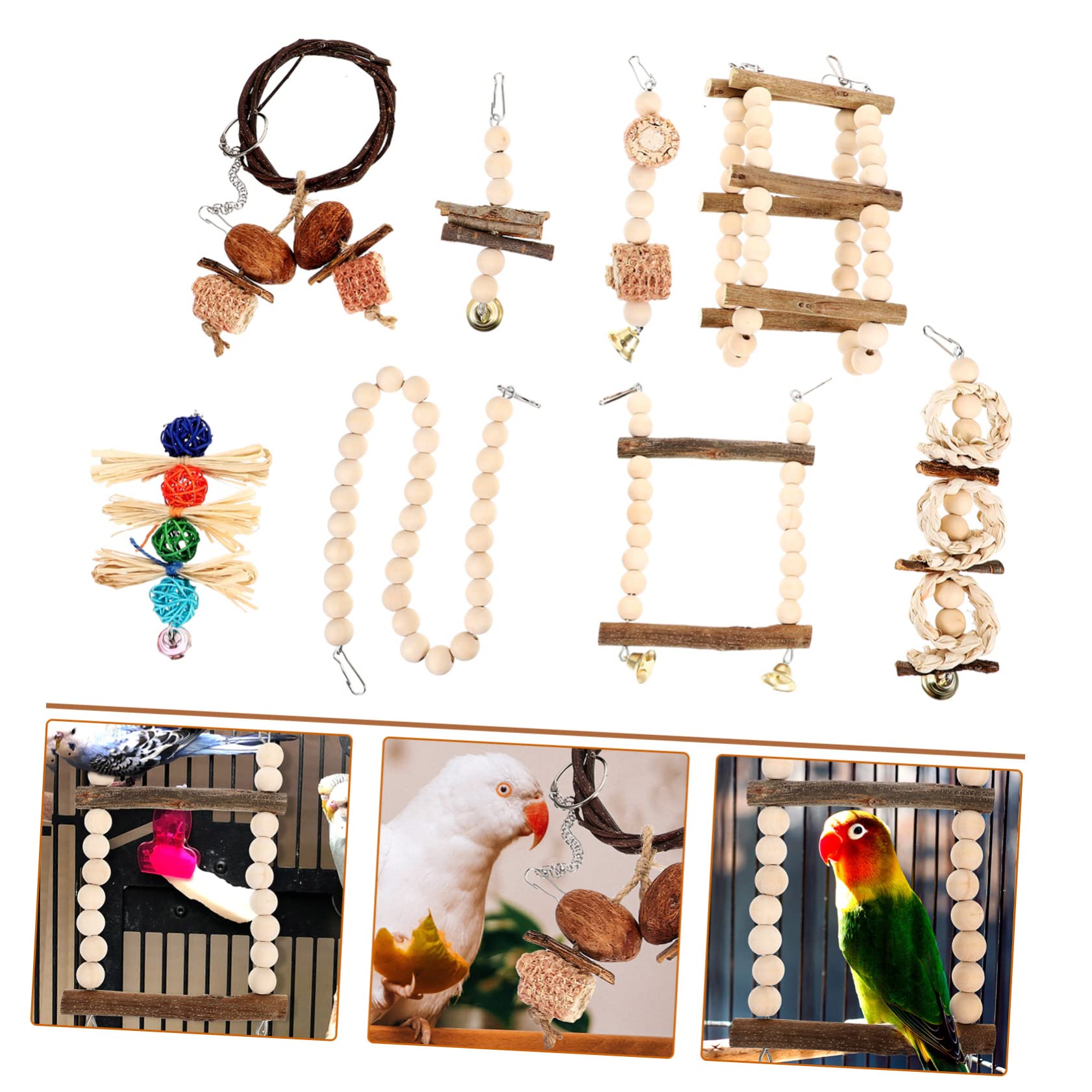 Luxshiny 1 set Giocattoli da Masticare per Pappagalli Accessori per Uccelli con Gancio Mobile per Cockatiel e Pappagalli Mantiene gli Uccelli e