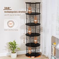 Generisch 360 fokban forgó álló fa könyvespolc 5 szinttel, állítható polcokkal, 45 x 45 x 160 cm, fekete 2