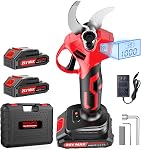 Electric Pruning Shears,1.4" Cutting Diameter Cordless Power Pruner with LCD Display, Brushless Motor Pruning Shears with 2000mAh*2 Rechargeable Batteries for Garden Tree Pruner Branch