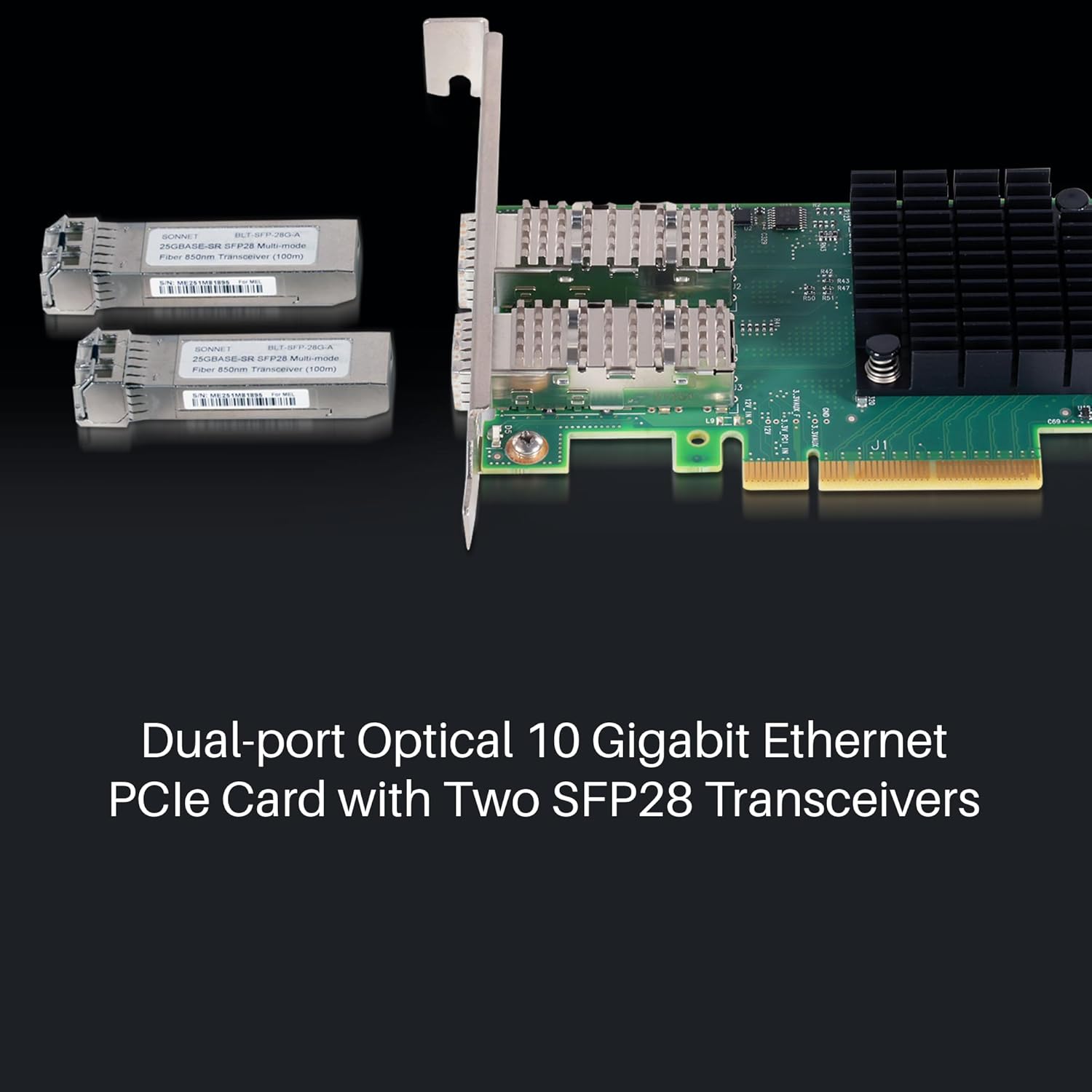 Sonnet Twin10G SFP28 PCIe Card – Optical 10 Gigabit Ethernet