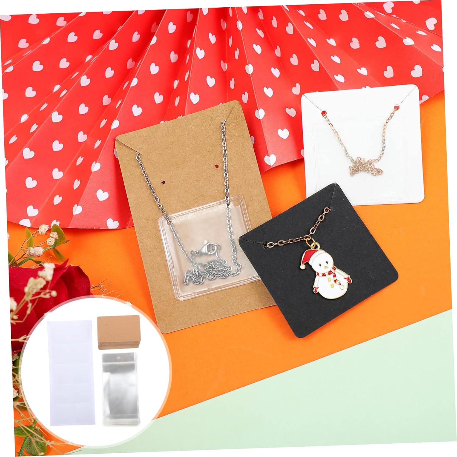 Housoutil Jewelry Display Cards Necklace Earring Holding Cards Jewelry Organizers Storage Decorative Packaging