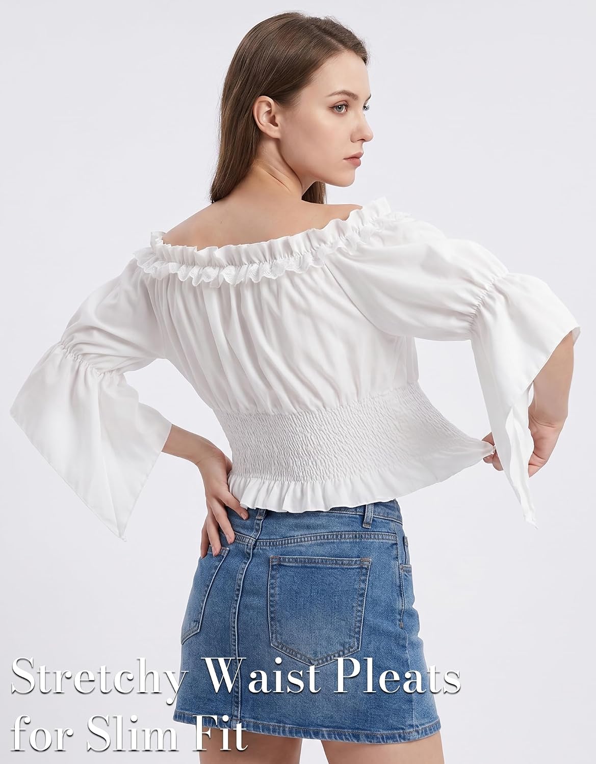 Sofier Women Renaissance Peasant Blouse Off Shoulder Victorian Pirate Costume Top