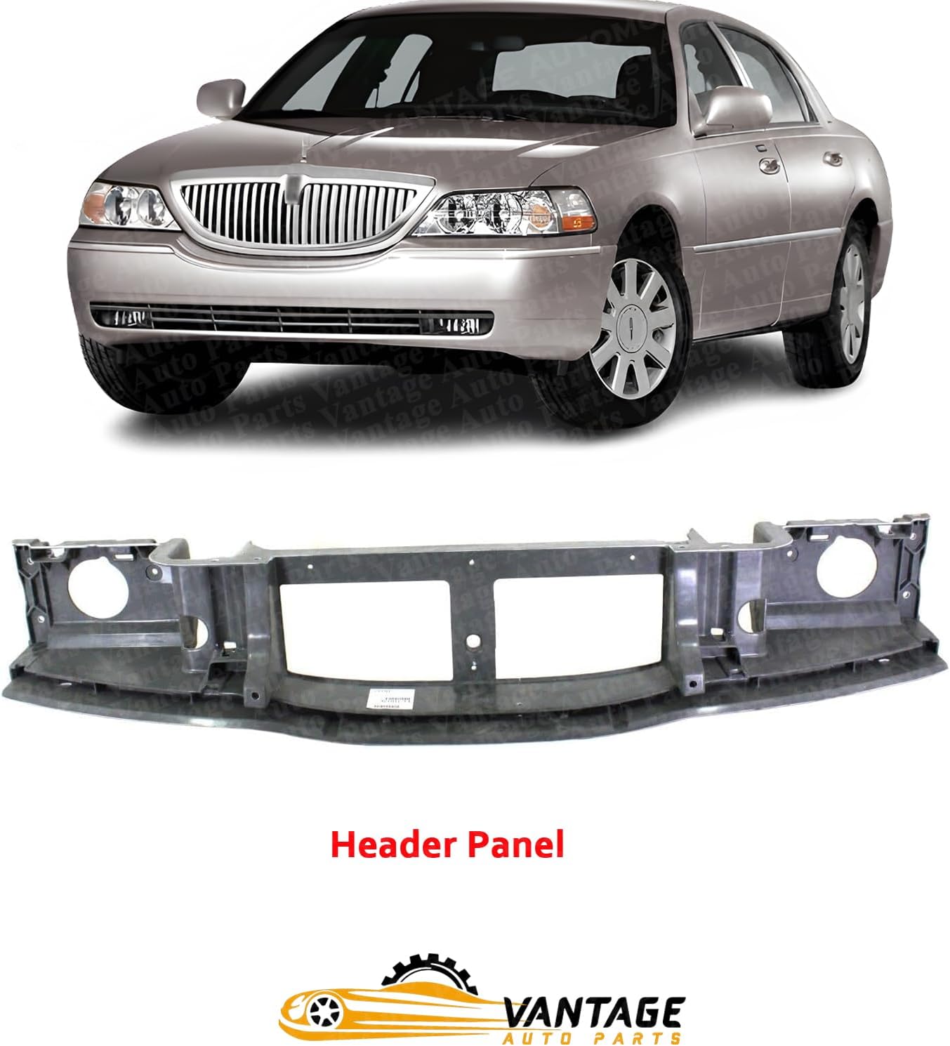 Front Header Panel Reinforcement Thermoplastic Compatible with Lincoln Town CAR 2003-2011 | DIRECT REPLACEMENT | 6W1Z8190A 5W1Z8A284AA | FO1220222