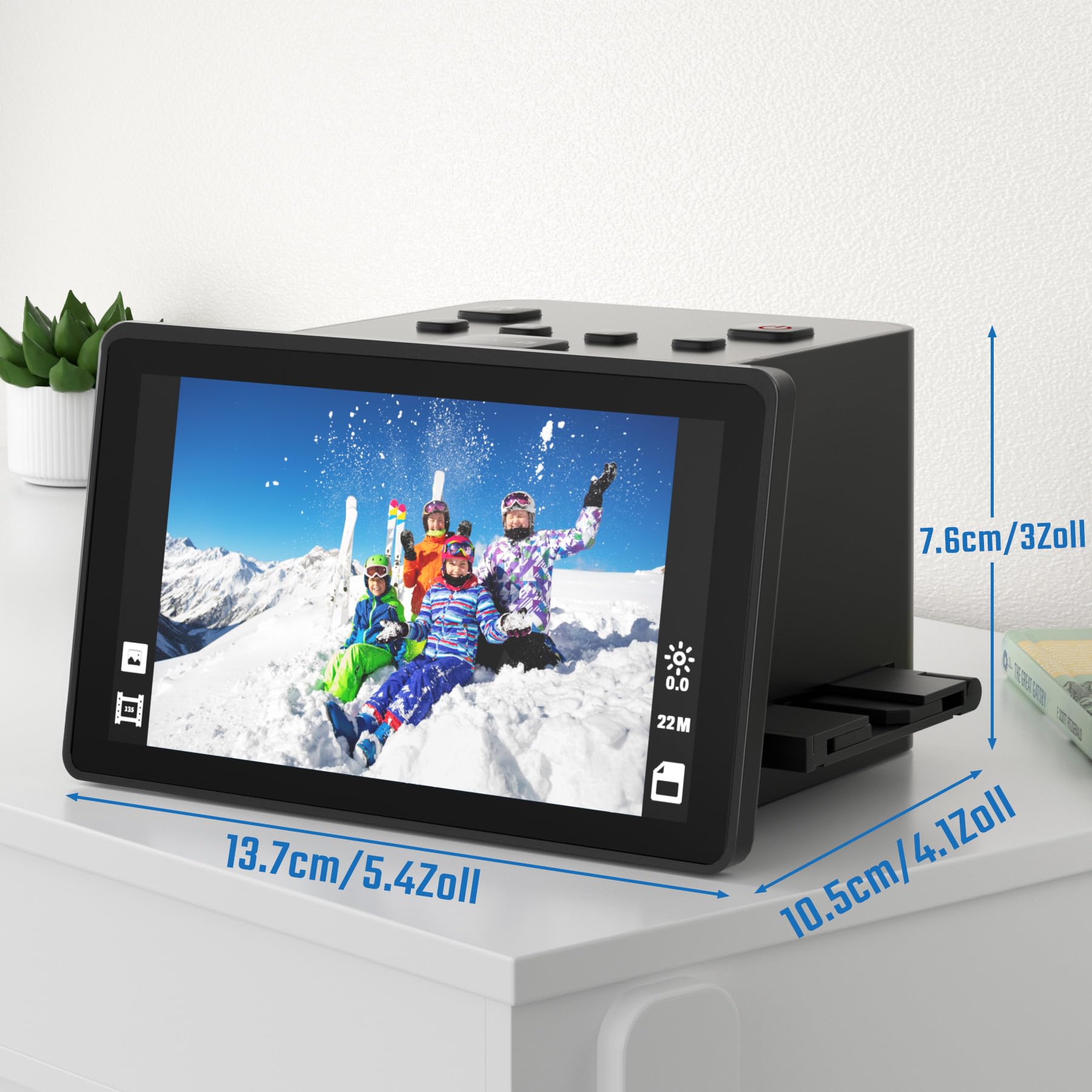 Digitaler Film- und Diascanner mit großem 5-Zoll-LCD-Display, Negativscanner und Dia Scanner zum Digitalisieren, konvertiert 135, 126 KPK, 110 Negative und Super 8-Film in 22 MP JPEG.