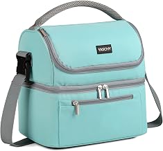 VASCHY Insulated Lunch Bag, 13.4L Large Waterproof Cooler Bag for Women, Men, Children, 2 Compartments, for School Office, Travel, Picnic, Beach with Shoulder Strap, Turquoise