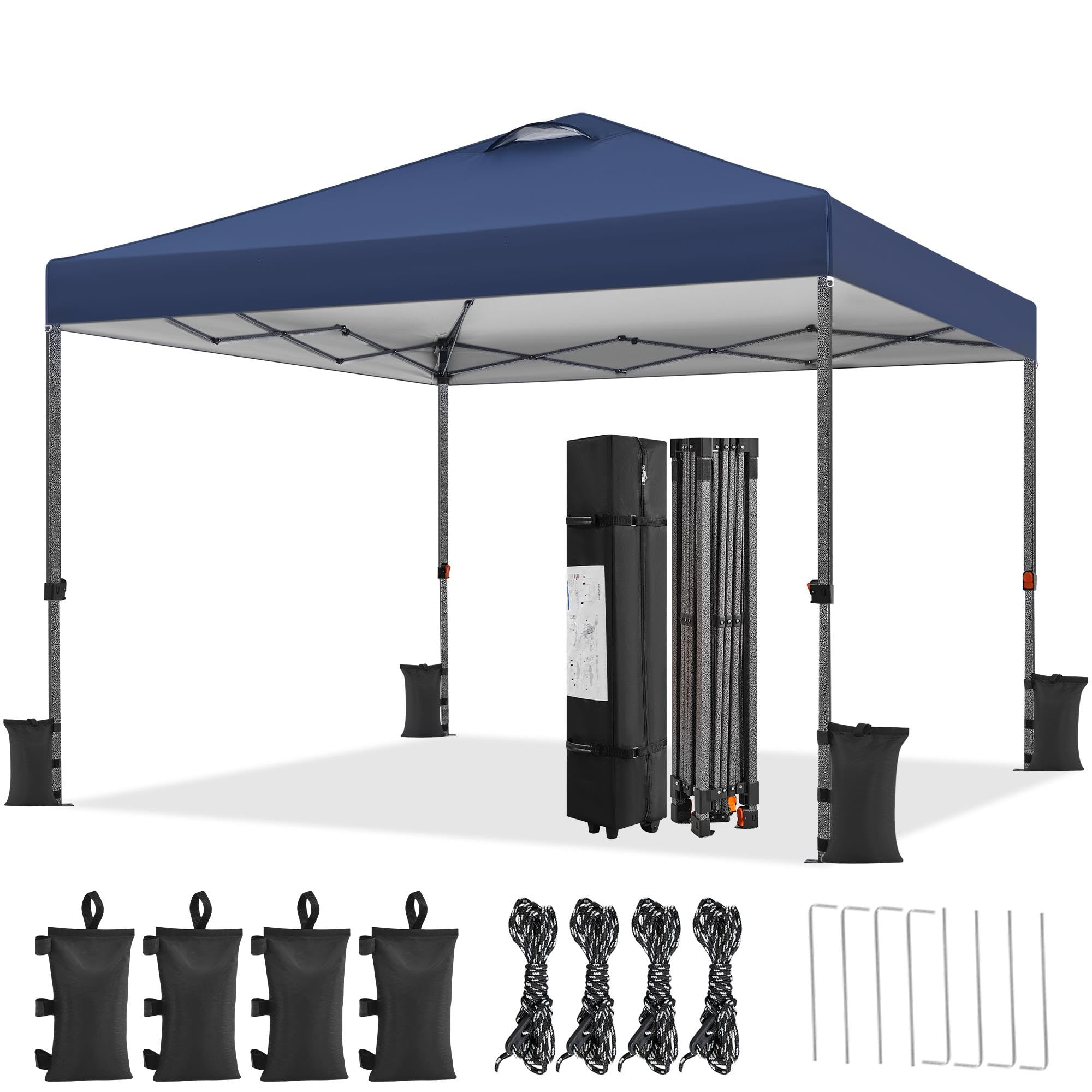 Yaheetech 3x3m Gartenpavillon Höhenverstellbar Pop Up Pavillon, Navy Blau | Faltpavillon Wasserdicht Stabil Faltzelt inkl. Tasche & 4 Sandsäcke UV-Schutz 50+ Campingpavillon für Garten Camping