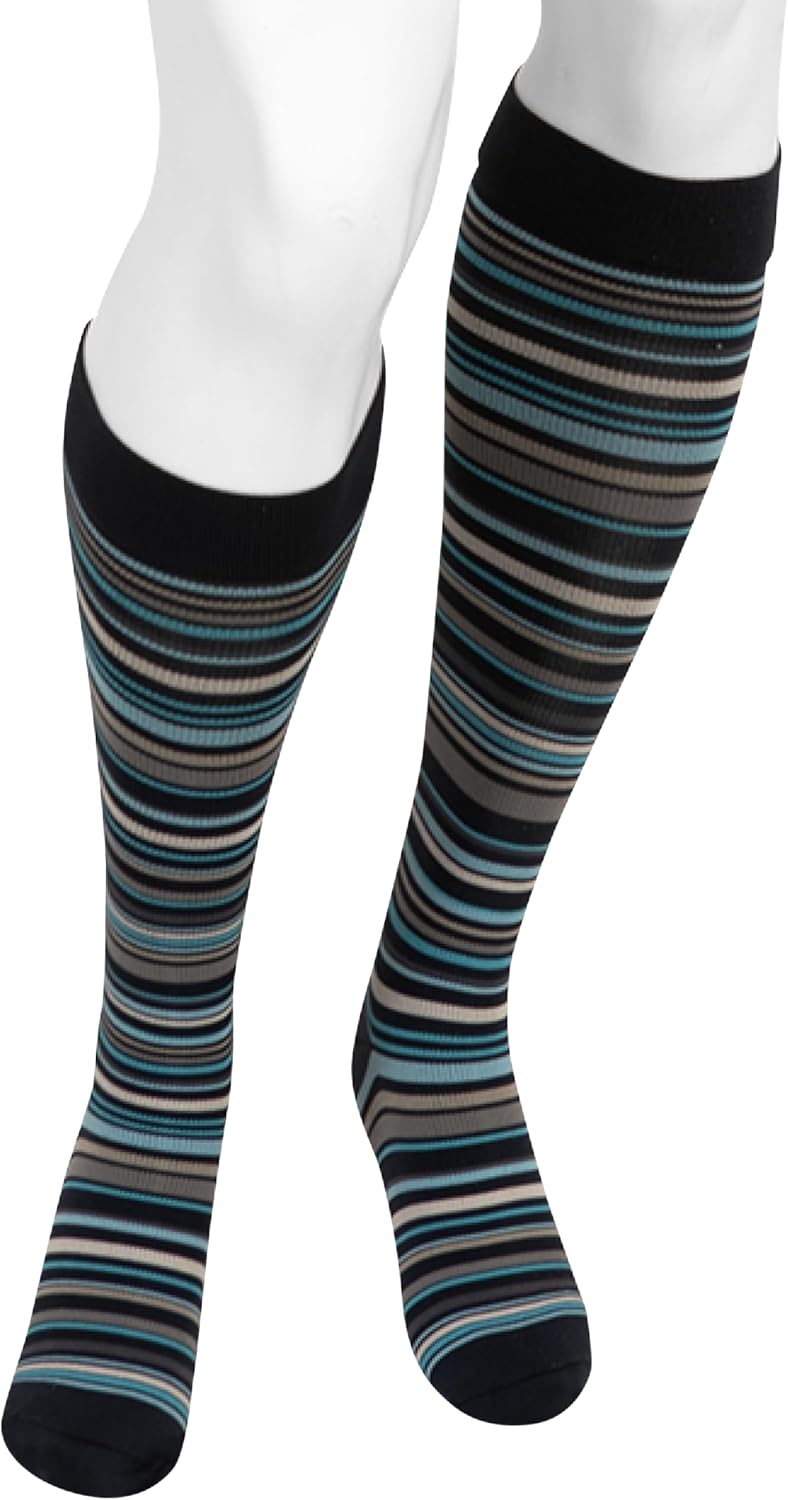 Juzo Power Vibe Premium Compression Socks For Men and Women 15-20 mmHg,Super Stripe,Medium
