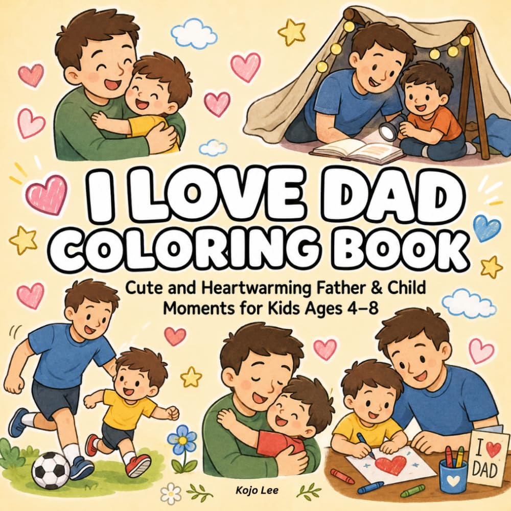 I Love Dad Coloring Book: Cute and Heartwarming Father & Child Moments for Kids Ages 4–8