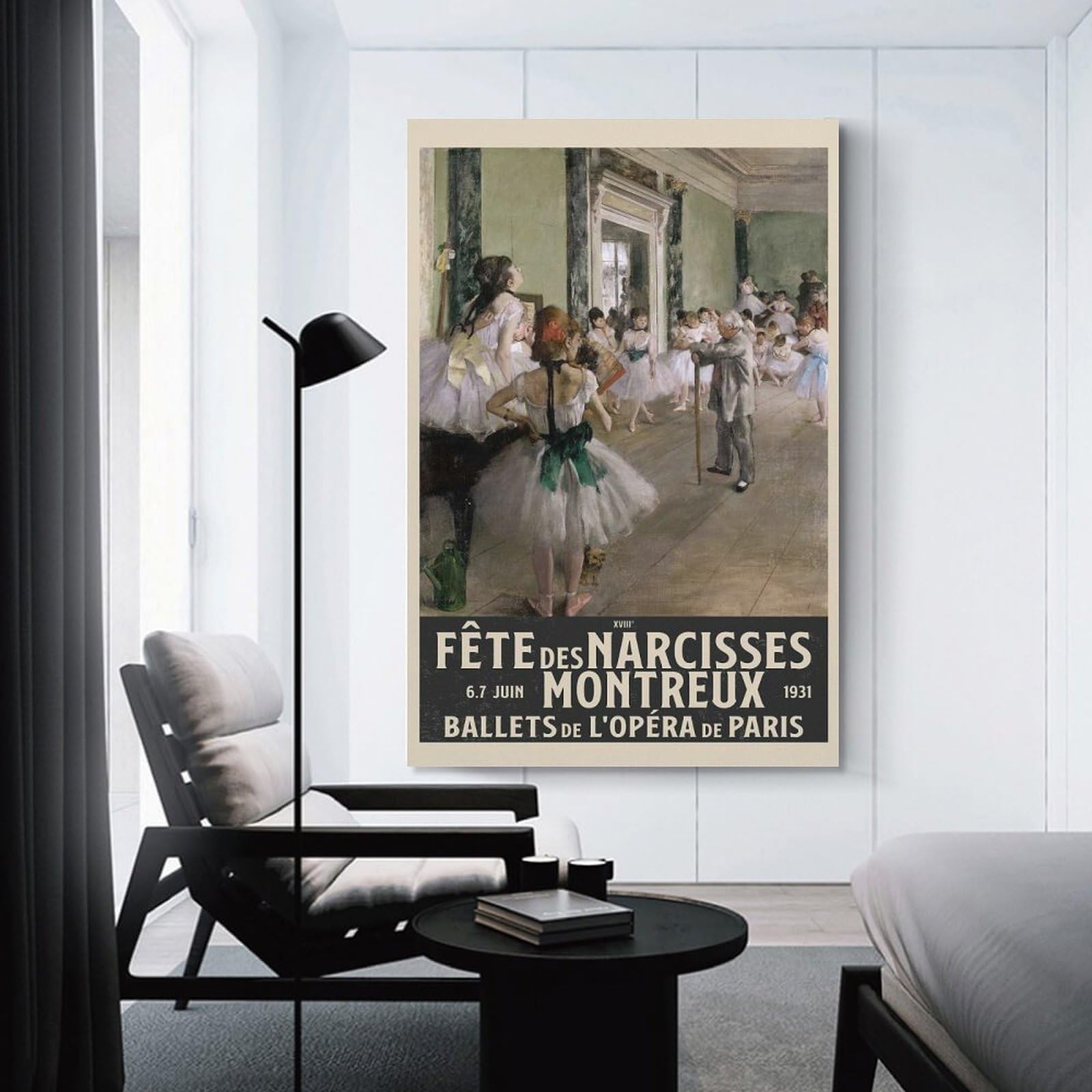 Junmoney Degas Ballet Class Canvas Wall Decor, 24x36inch(60x90cm), for New Homes, Bedrooms Or Workspaces, Gift Idea for Housewarming And Birthdays