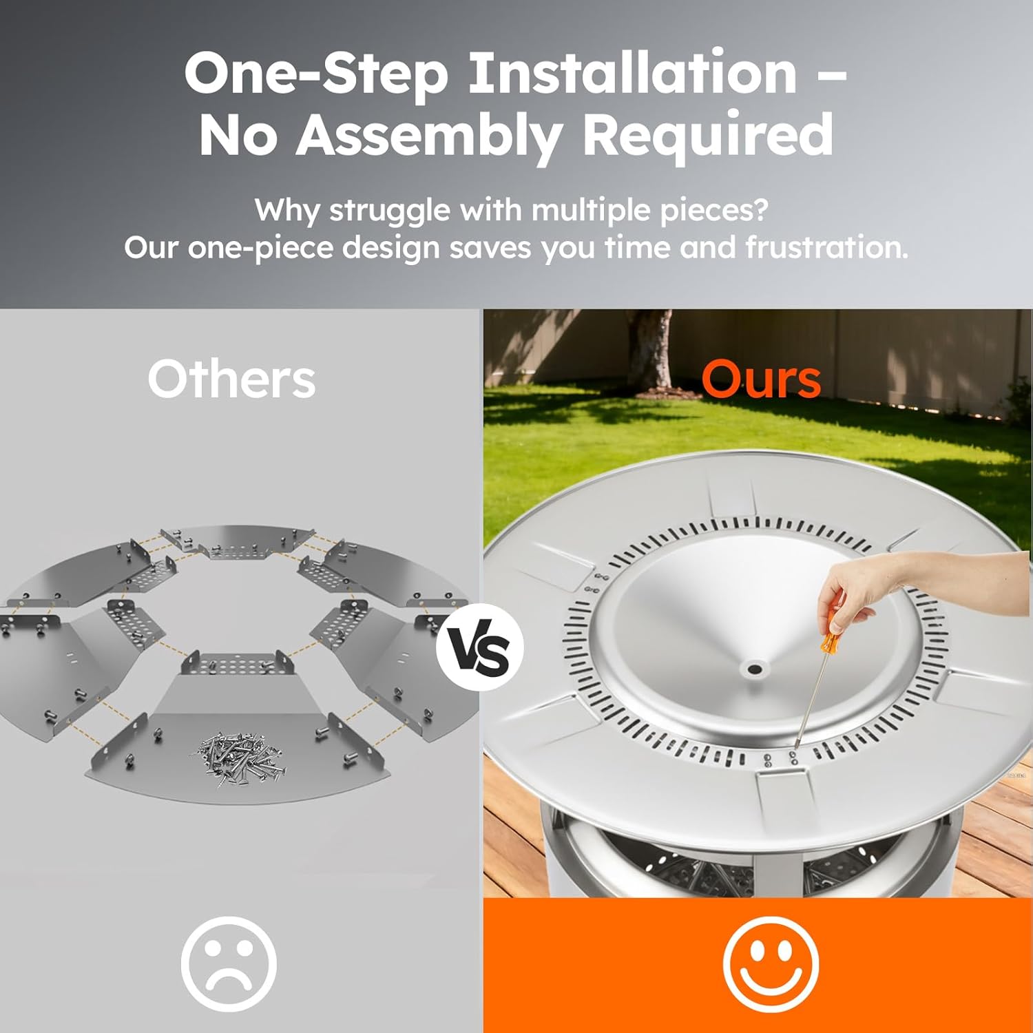 Fire Pit Heat Deflector for Solo Stove Bonfire 19.5", One-Piece 304 Stainless Steel Wind Guard, Easy Install Heat Shield & Diffuser for Outdoor Use