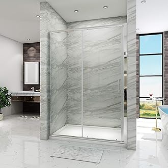 ELEGANT 1700mm Sliding Shower Enclosure for Wetroom Cubicle in 6mm Safety Tempered Glass,Modern Screen Shower Door for Bathroom