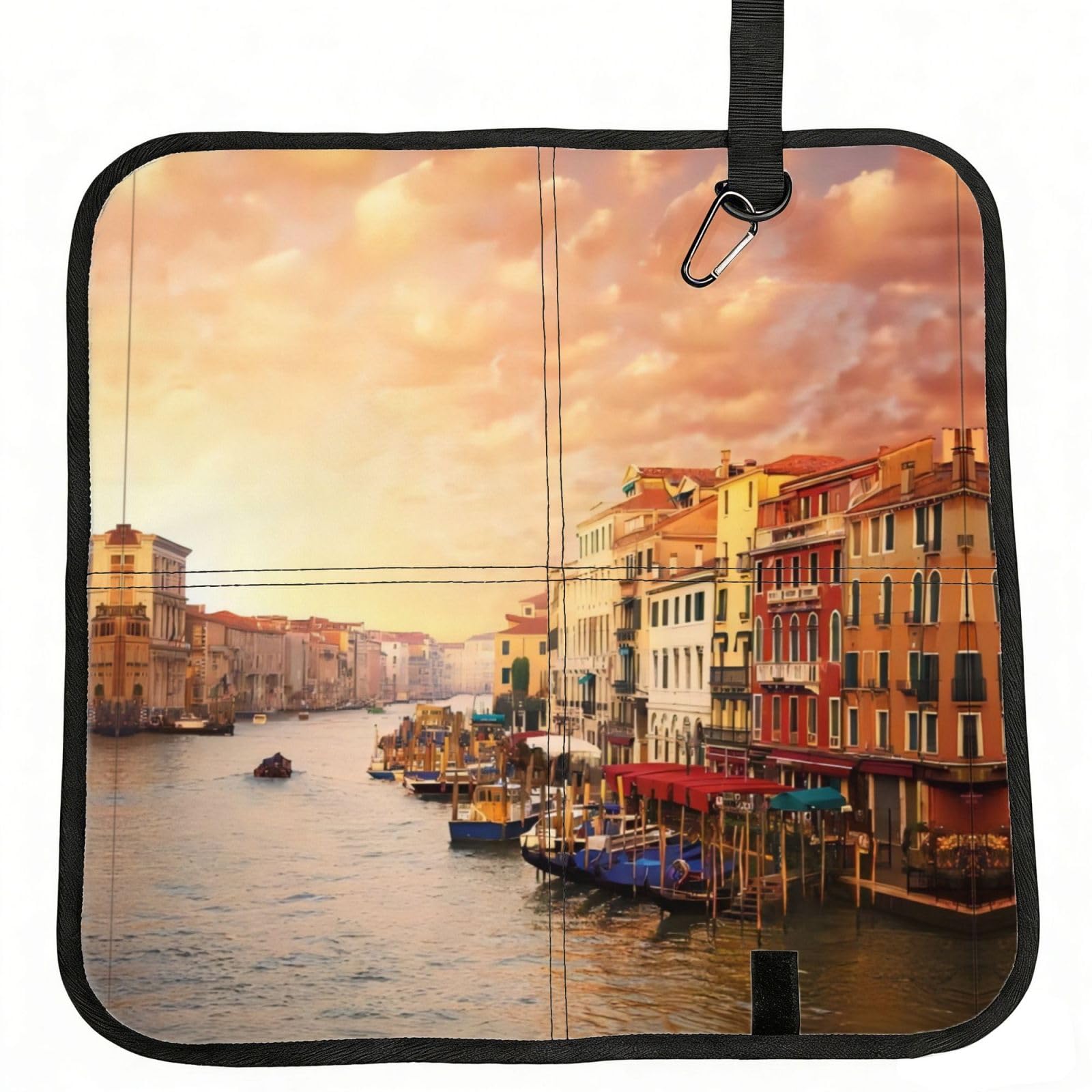 WZYCWB Beautiful Venice Canal View Foldable Seating Cushion with Carabiner - Stadium Mat for Camping, Hiking and Outdoor Activities