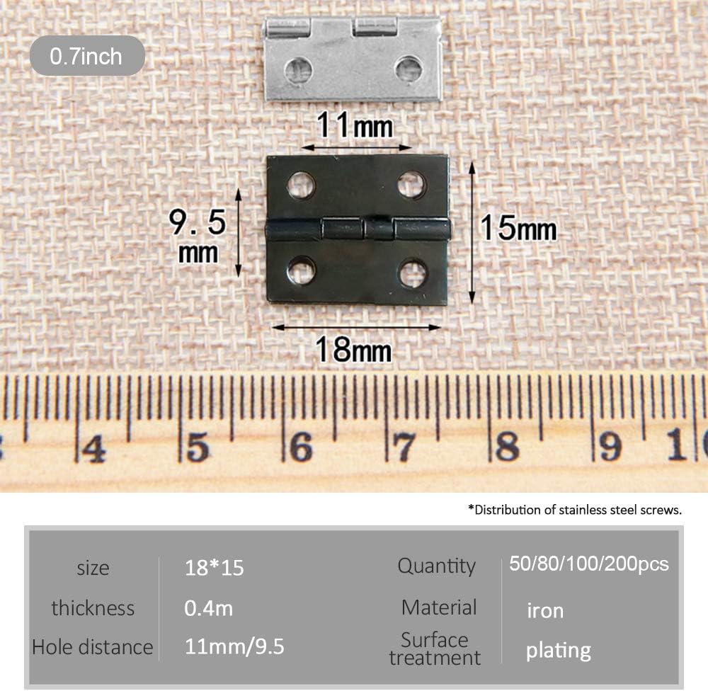 YOFASEN Metal Gate Hinges - Mini Hinge Butt Door Hinges Furniture Hardware Door Hinge with Screws, 200 Pcs - Image 5