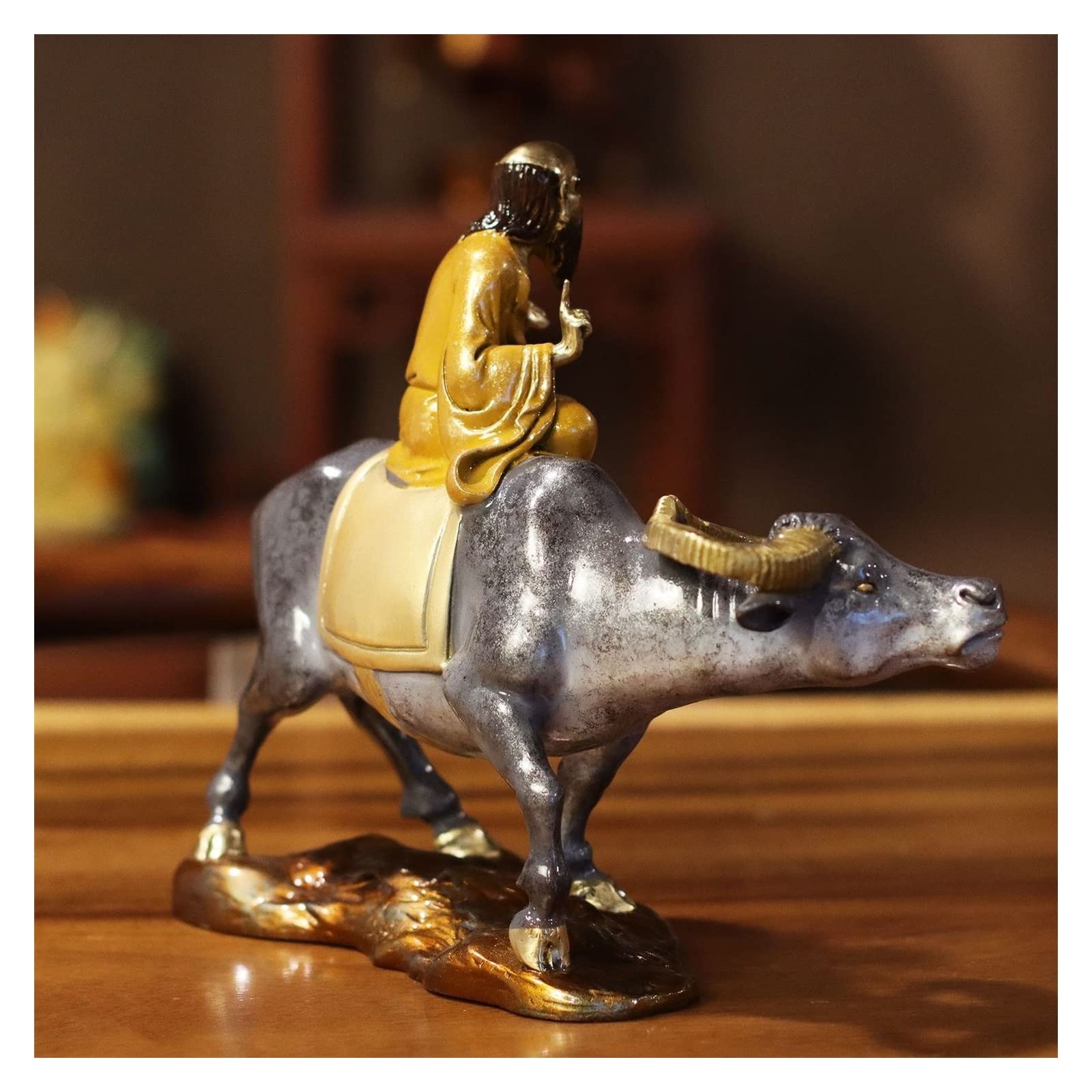 Dekoracje na biurko Lao Tzu z bramy Lao Tzu statua z brązu nauka w domu rzeźba z brązu dekoracje do wysłania starszych mosiężne ozdoby na dzień nauczyciela Akcesoria do biurka domowego