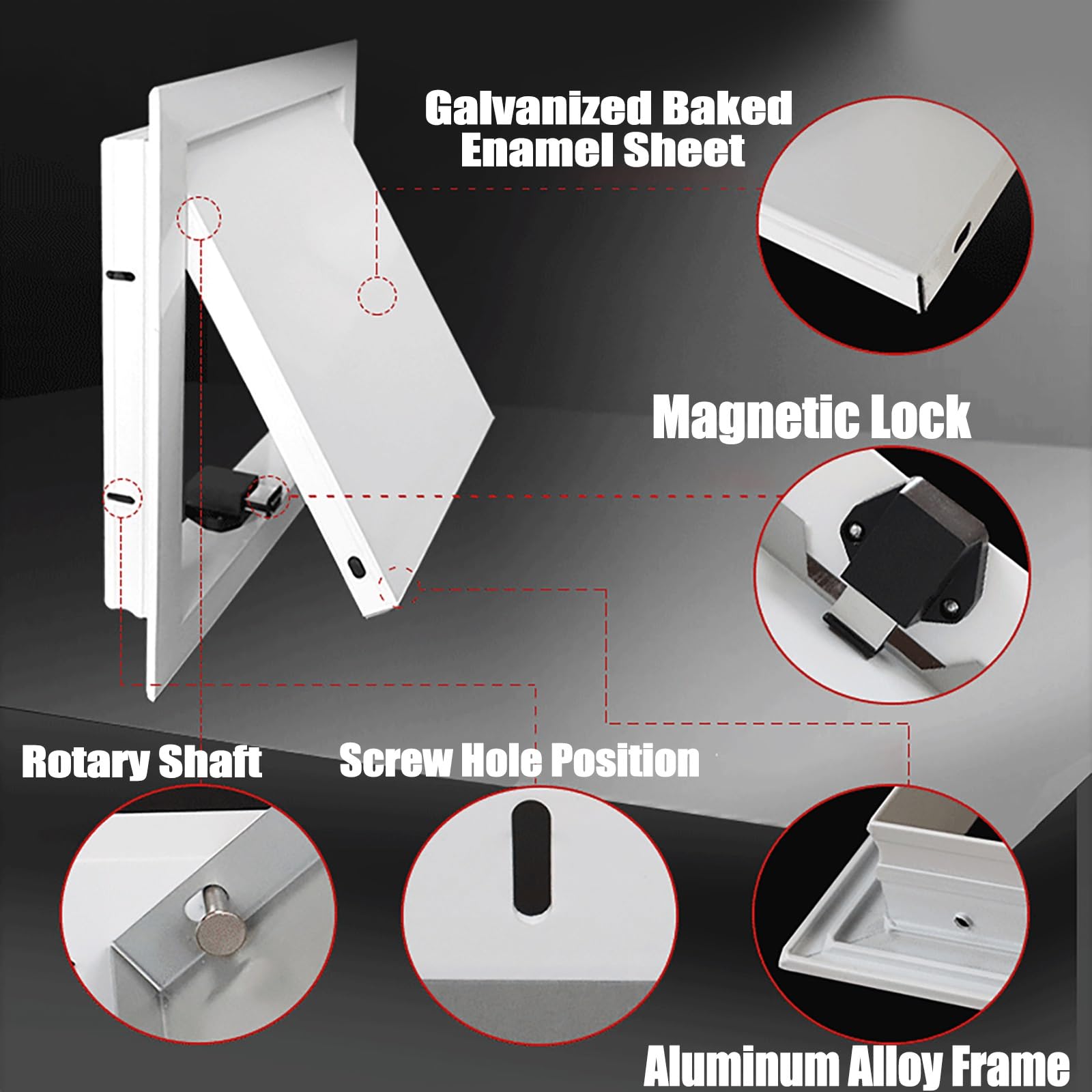 Copertura magnetica per prese d'aria 15 x 15 e 20 x 20 in alluminio per porte di accesso a D e pareti ispezionare il portello con meccanismo bianco 50,8 x 1,163 x 45,7 cm e Easy Inll