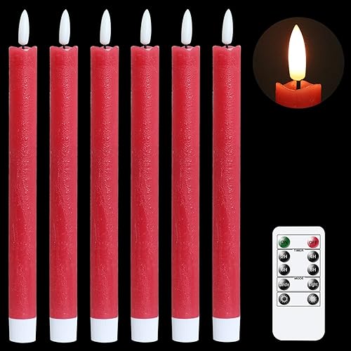 Miniatura 17 de GenSwin Velas cónicas recargables sin llama con base de carga, paquete de 6 velas LED que funcionan con batería con control remoto y temporizador,