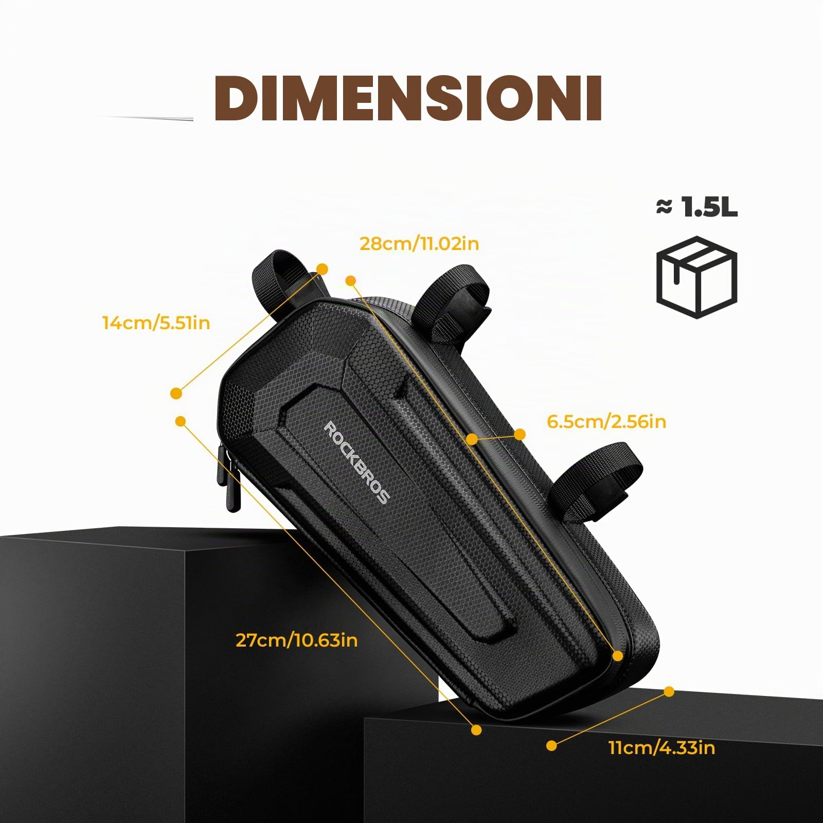ROCKBROS Borsa da Telaio Moto, Borsa Laterale per Scooter E-bike Bici Elettrica, Impermabile, Grande Capacità 1.5L