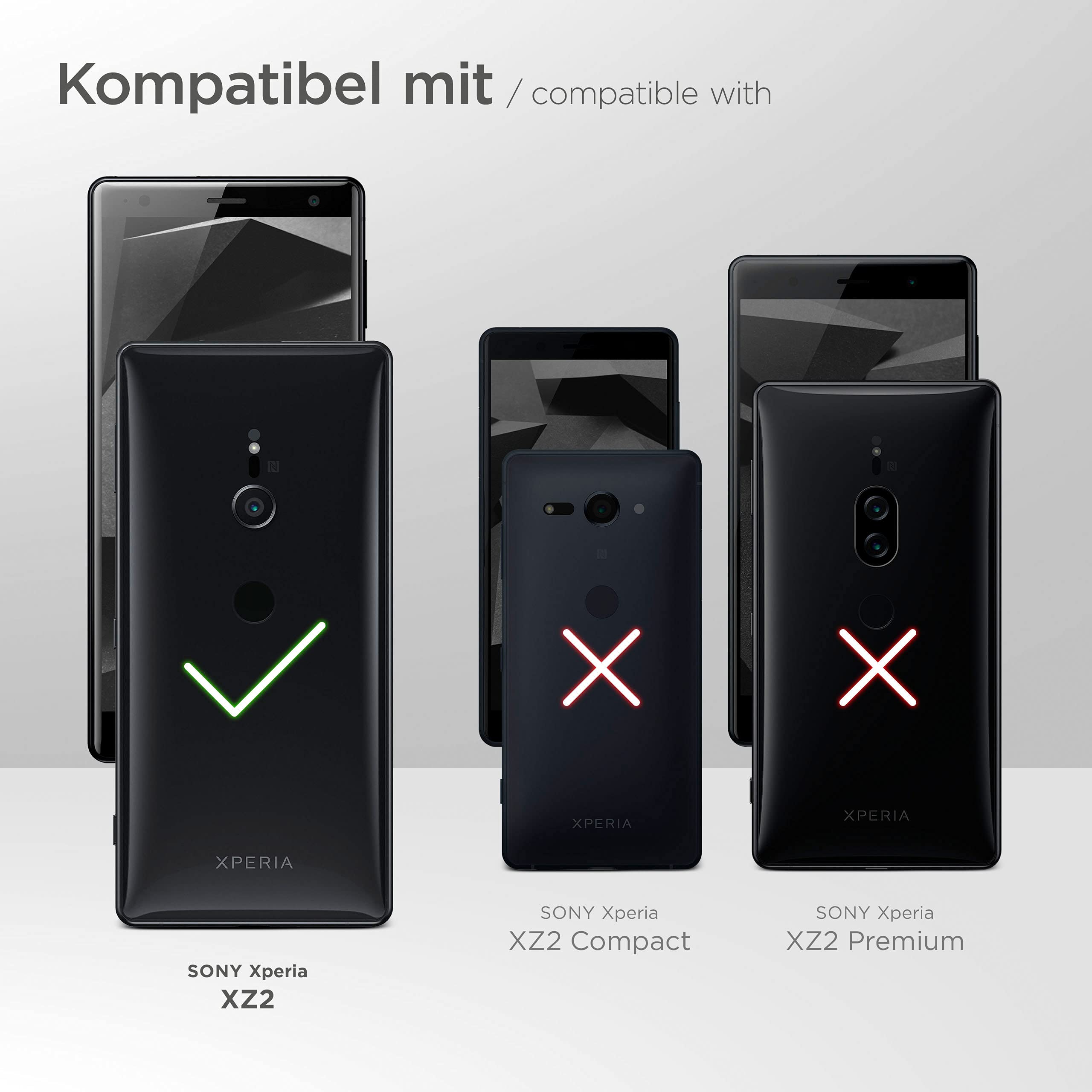 Moex Book Case Klapphülle Für Sony Xperia XA2, Mit 2 Kartenfächern Und Standfunktion, Schwarz, Aus PU-Leder