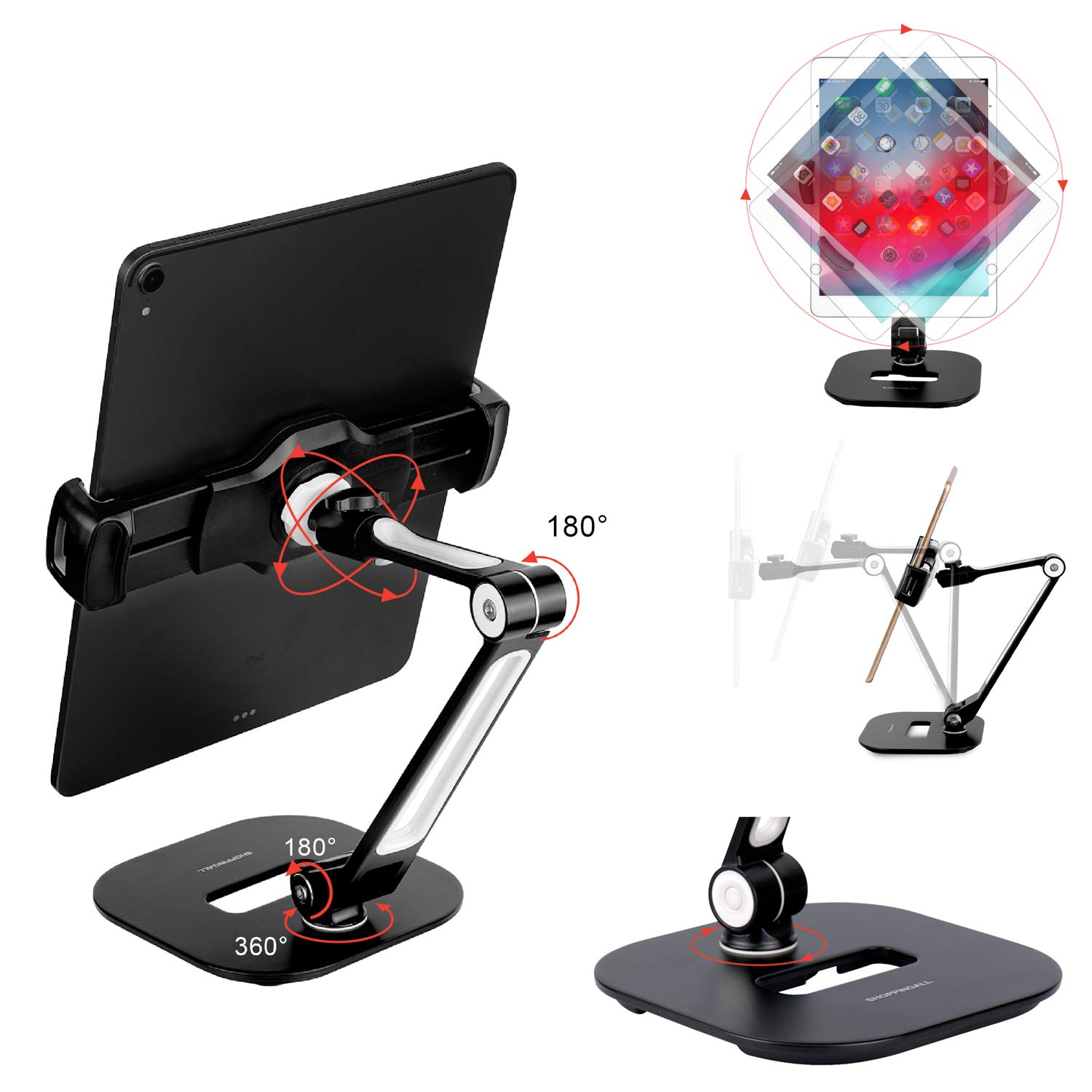 タブレットスタンド　【SHOPPINGALL】 SHOPPINGALL Adjustable Tablet Stand, Swivel Desk Mount Holder for