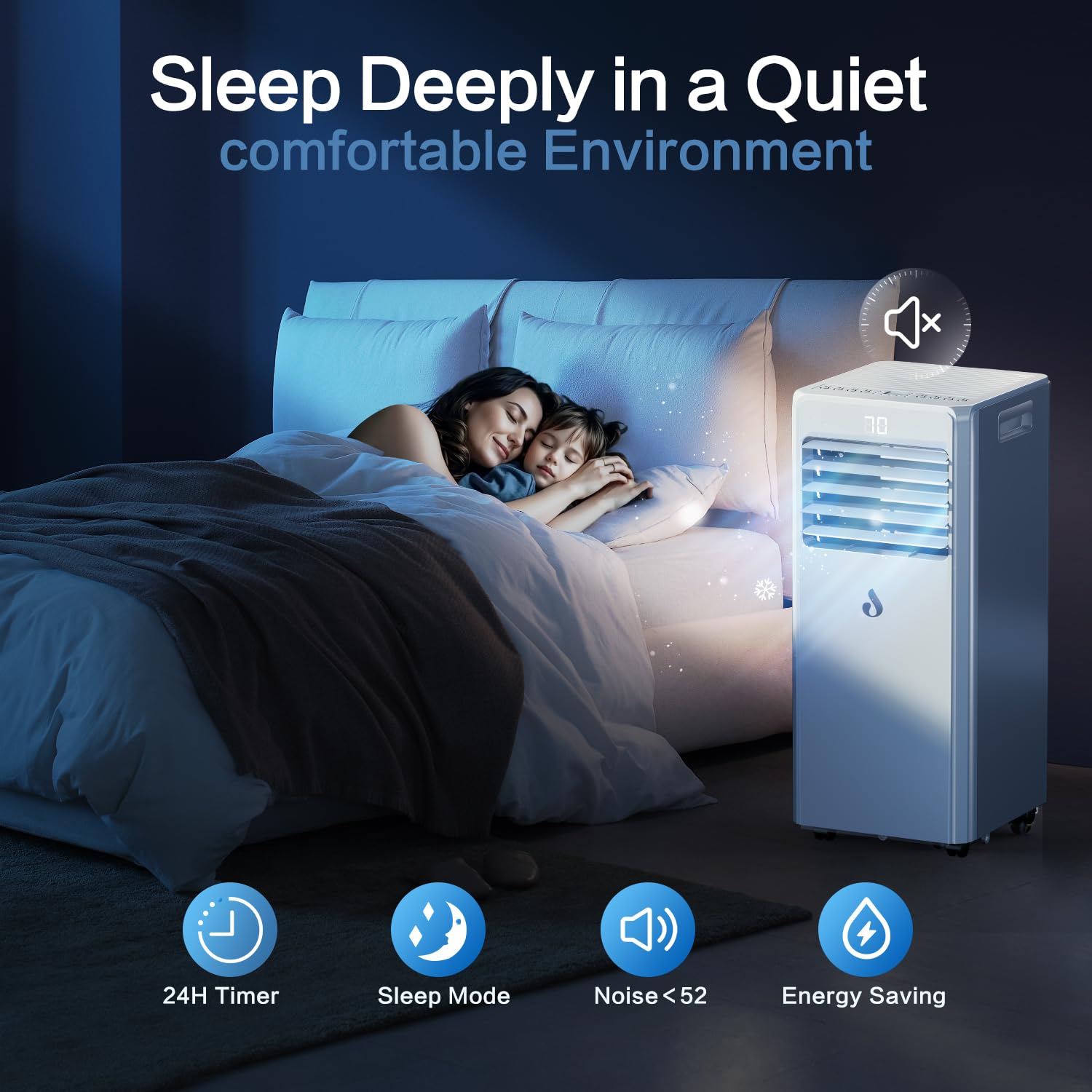 Aire acondicionado portátil de 10,000 BTU para habitaciones de hasta 450 pies cuadrados, unidad de aire acondicionado 4 en 1 con control remoto, unidad de CA inteligente con kit de instalación para el 6