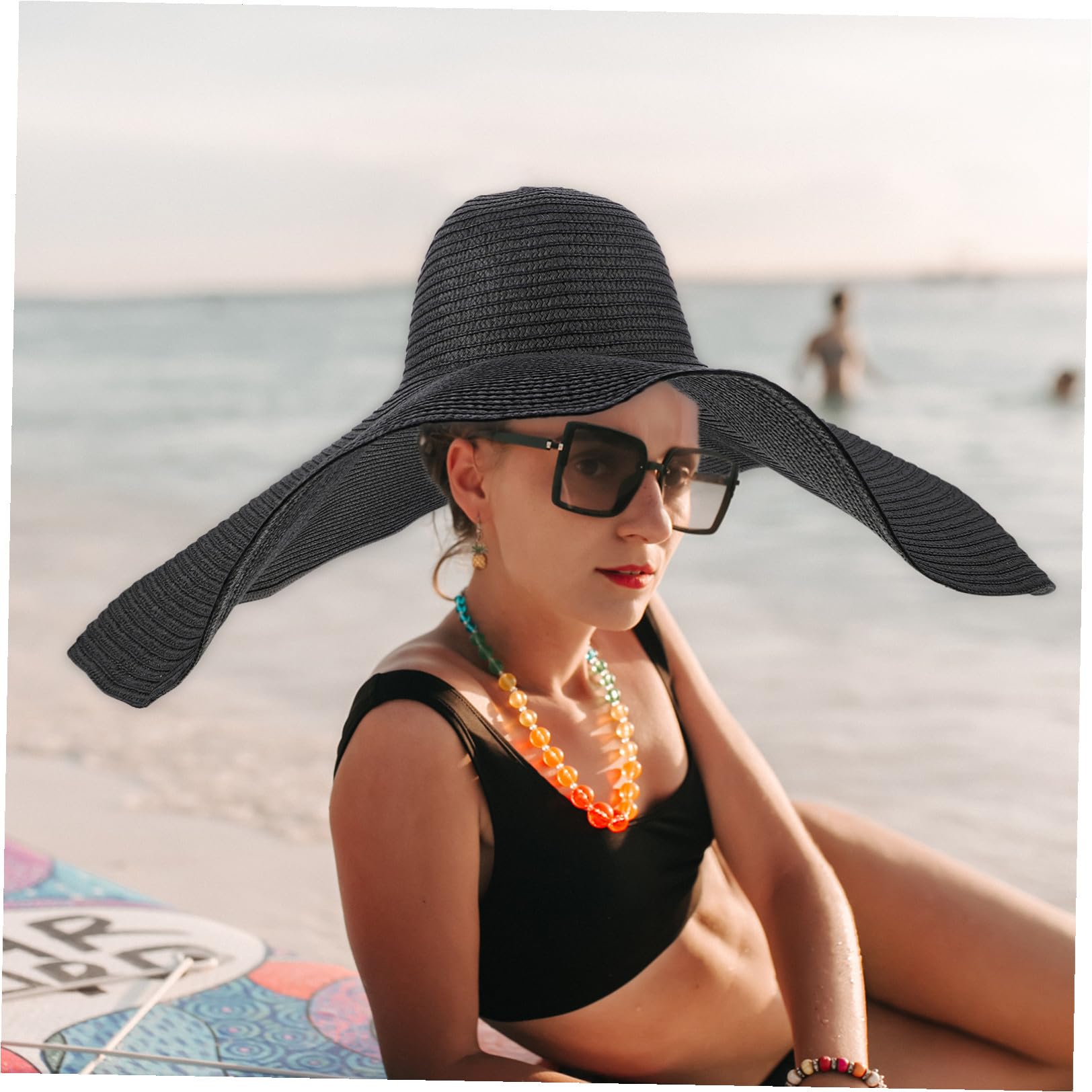 OUNONA Sombrero de Playa Plegable para Mujer ala Sombrero de de Verano Protección Solar para Actividades al Aire y Playa
