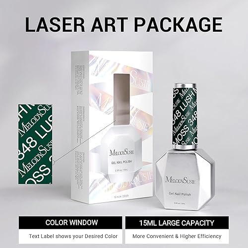 Miniatura 6 de MelodySusie Esmalte de uñas de gel verde grueso, 0.5 onzas líquidas, color musgo que se absorbe con luz UV LED, Navidad, verde, regalo para mujeres,