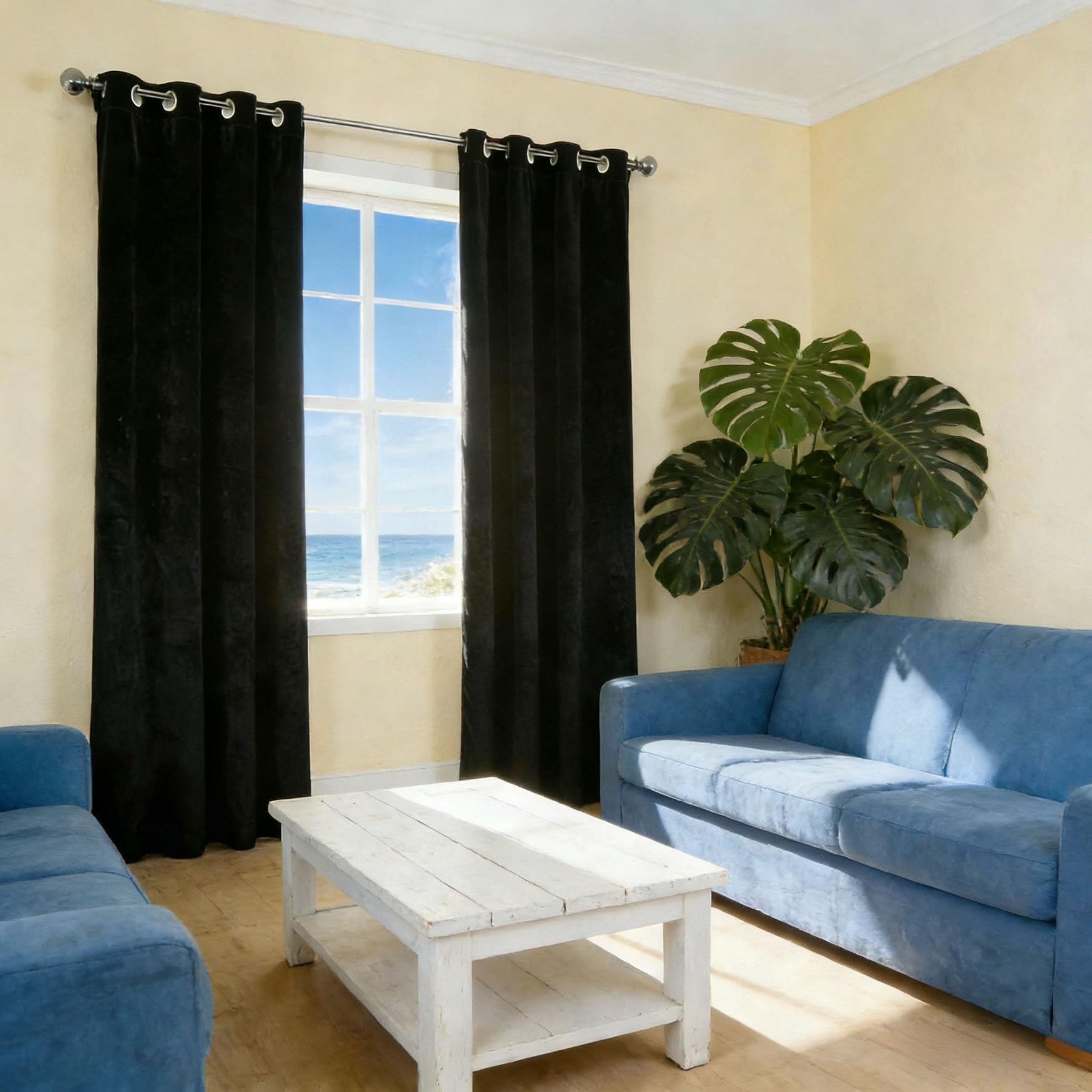 Rideau occultant de qualité supérieure thermique doux noir 230 x 230 cm