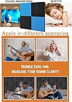 Vista 4 de Paneles de espuma a prueba de sonido para pared, paquete de 48 paneles acústicos, absorbentes de sonido, 1 x 12 x 12 pulgadas, espuma insonorizada a