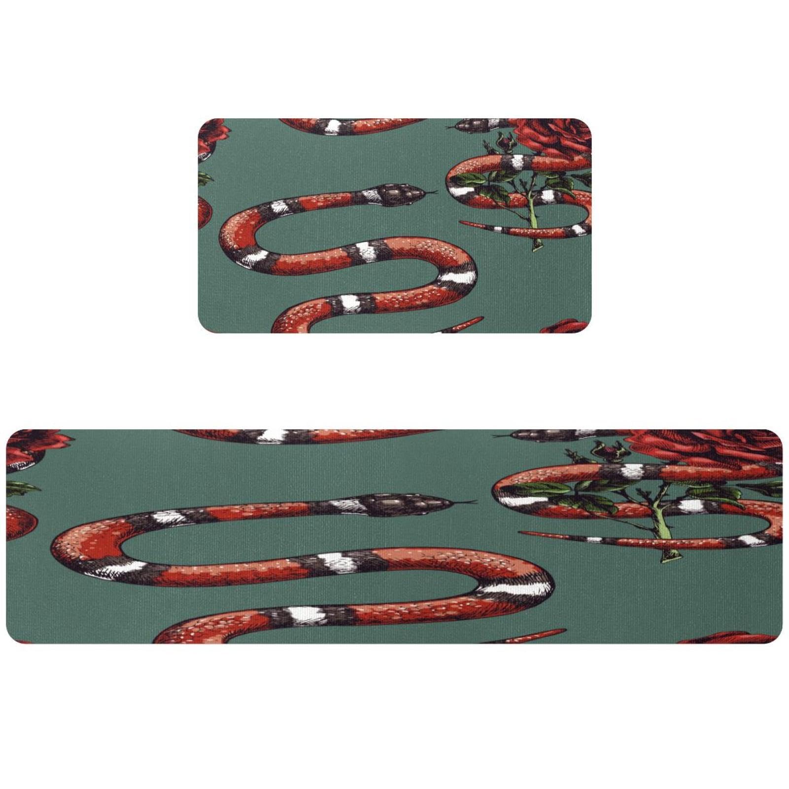 Alfombrillas de cocina VAPOKF con diseño de serpiente roja pack de 2 alfombras lavables
