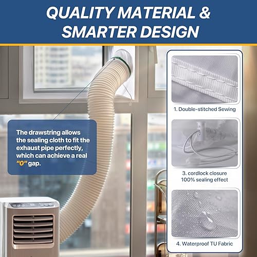 Miniatura 6 de Loviga Sello portátil de ventana de CA de 157.5 in, kit de sellado de ventilación de ventana abatible para secadora de aire acondicionado portátil,