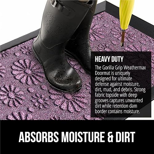 Miniatura 188 de Gorilla Grip WeatherMax - Tapete para todas las estaciones 100% impermeable, 23 x 35 pulgadas, goma natural, resistente a manchas y decoloración