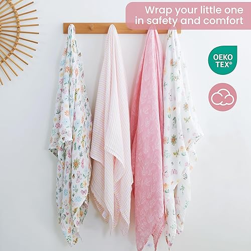 Miniatura 6 de softan Manta de muselina para niños y niñas, mantas de recepción de bebé, manta de recepción unisex, regalos para recién nacidos, 47 x 47 pulgadas,