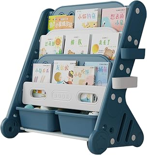 Estantería for libros con imágenes de HDPE de 4 capas Estantería for libros for niños, Estante for almacenamiento de libros for niños Estantes de acabado de combinación azul / rosa / 300 ( Color : Blu