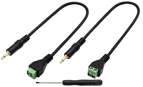 zdyCGTime Cable conector de bloque de terminales de tornillo de 0.138 in (18 pulgadas) 0.138 in TS mono macho a 2 pinesforma hembra tornillo cable