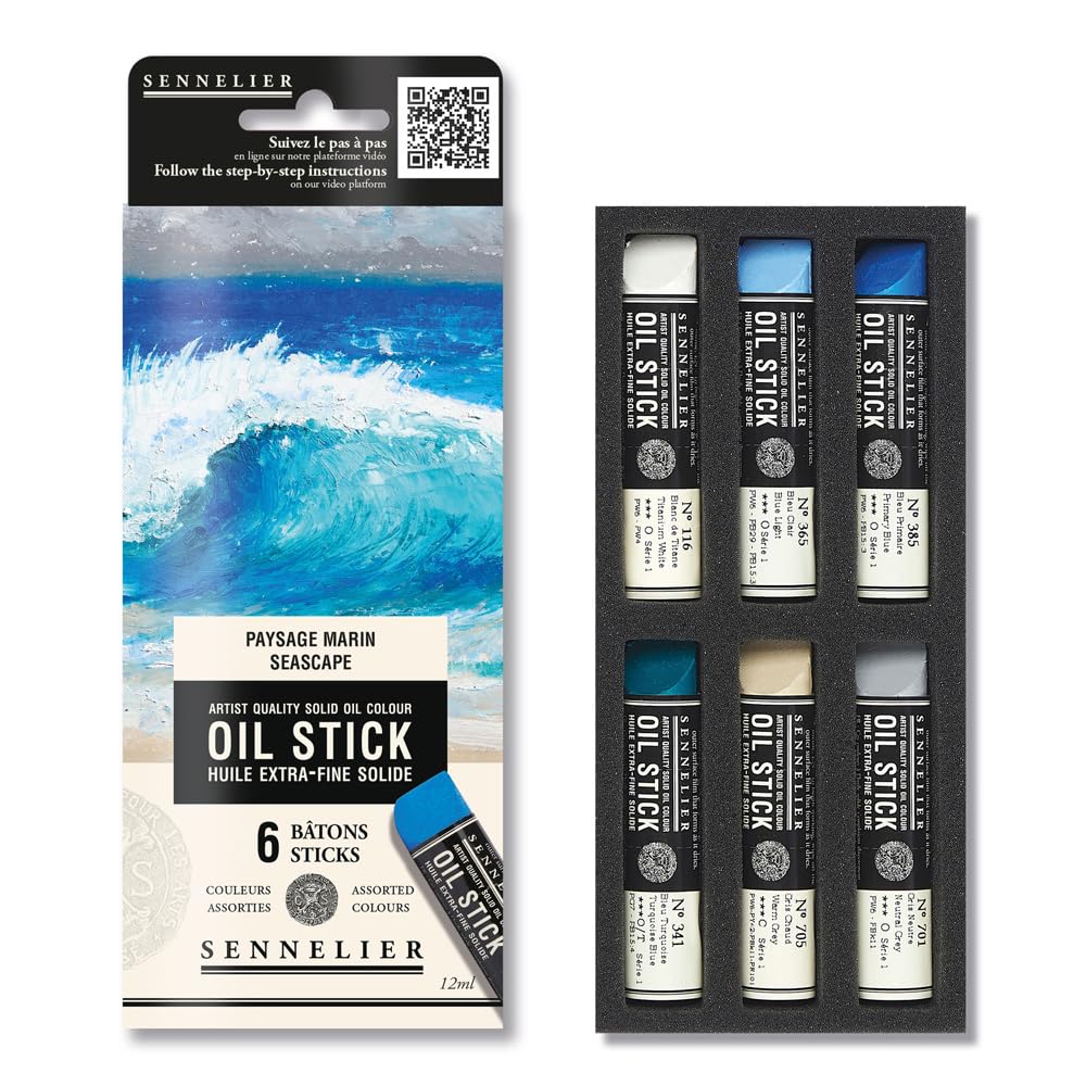 Sennelier Set di 6 mini bastoncini per olio, paesaggio marino, N130116.04