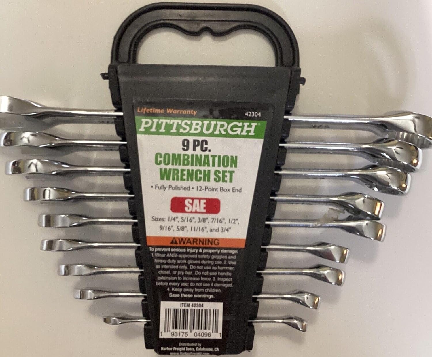 Pittsburgh 9 Piece SAE Fully Polished Combination Wrench Set