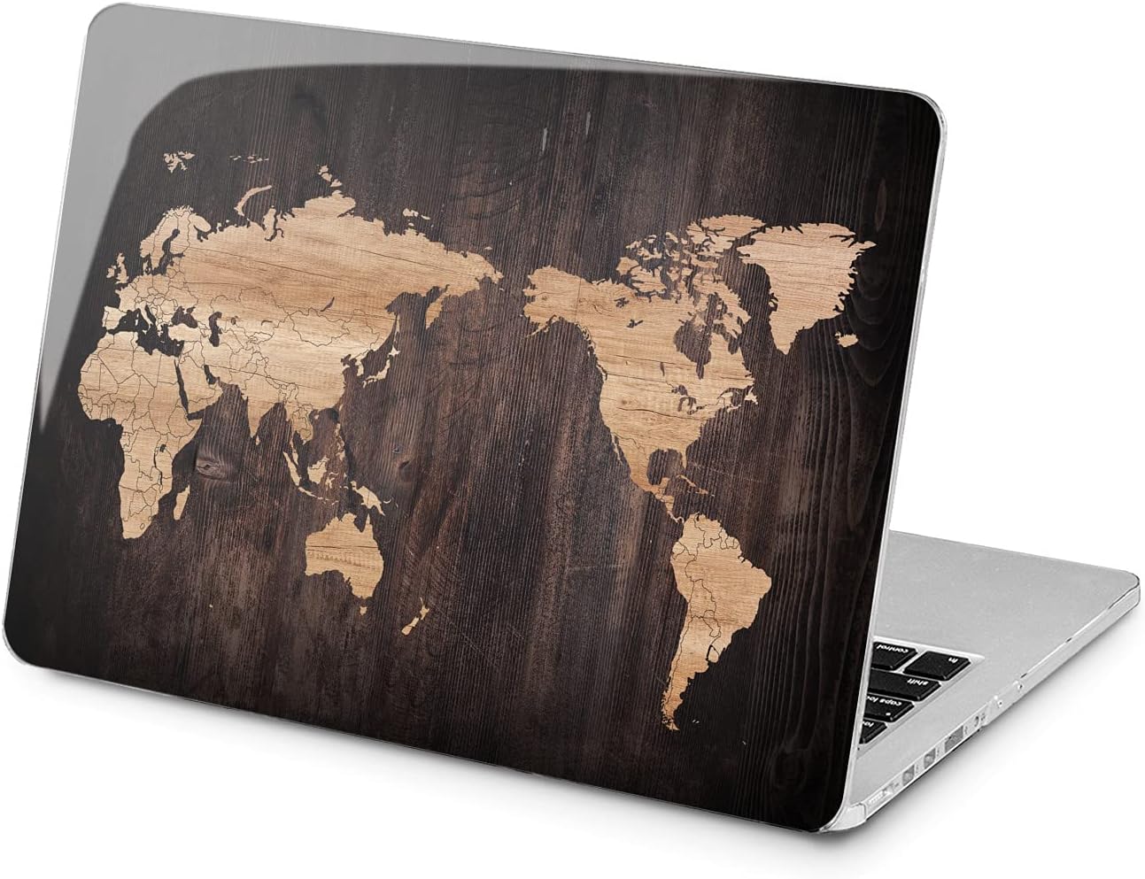 Hard Case Compatible for MacBook Pro 16 14 M3 M2 2023 M1 Pro 13 2022 Air 13 2021 Retina 2020 Mac 11 12 Cover Wood Oak Glam Print Laptop Design Brown Dark Stylish Luxury World Map Protective