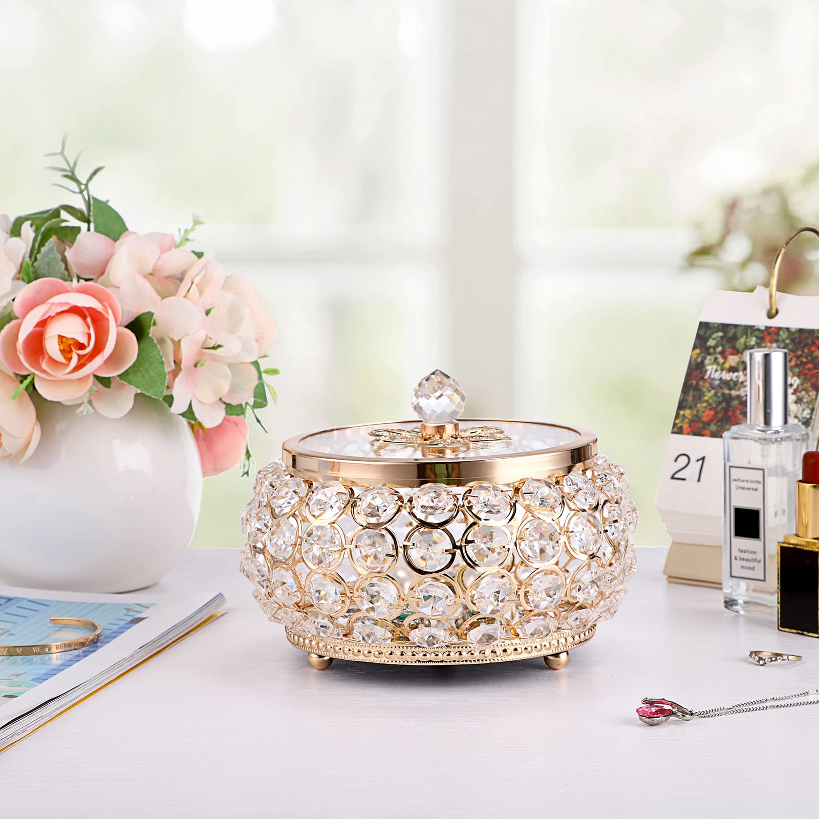 Amazon｜Hipiwe クリスタルジュエリー小物入れ ガラス蓋付き Lサイズ