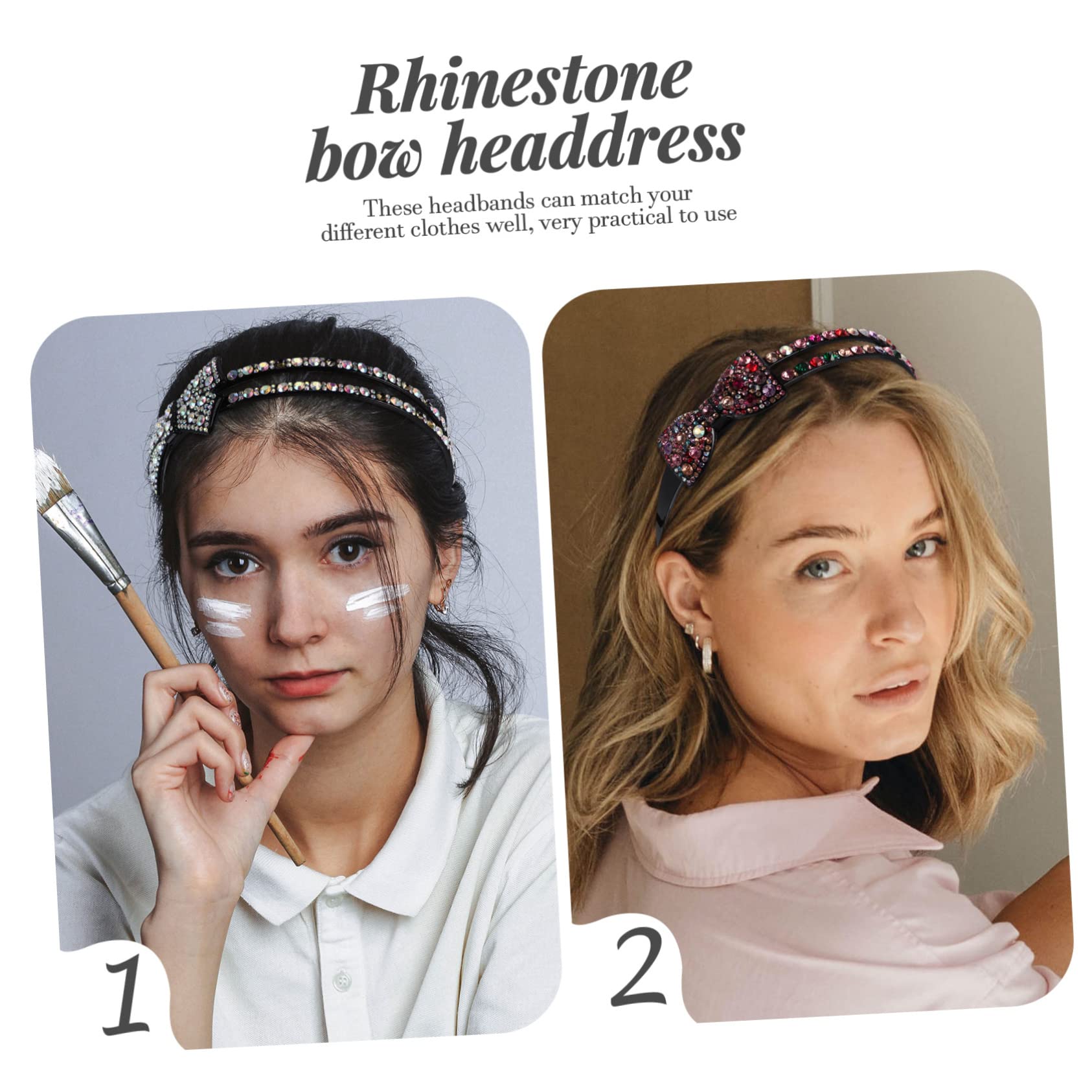 FRCOLOR 12 Pz archetto ad barrette forcine fasce gioiello per donna fasce di strass per le donne arredamento retrò cerchietti per con strass copricapo di prua creativo