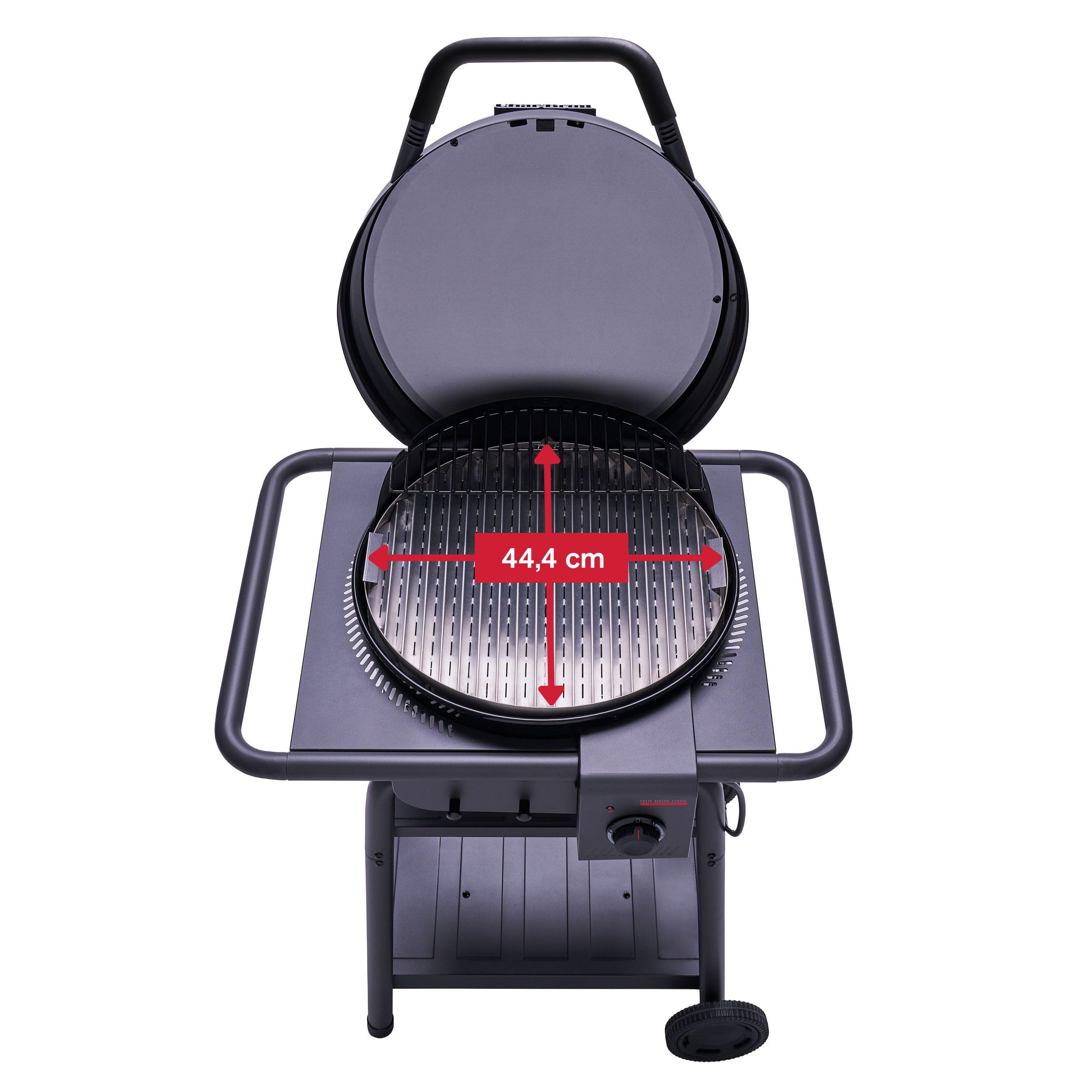 Char-Broil Patio Bistro E2Coal Barbecue électrique avec alimentation hybride et option charbon de bois, TRU-Infrared, jusqu'à 370 °C, pour balcon et terrasse
