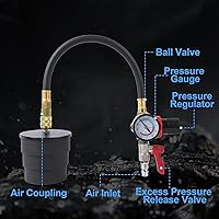 Vista 7 de Probador de Fugas del Sistema Turbo, Kit de Probador de Fugas Turbo Boost 10PCS Probador de Fugas con Manómetro Probador de Fugas de Presión